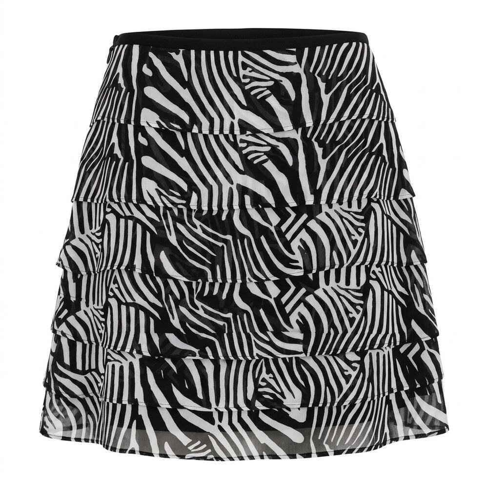 H&M Black Chiffon Lined Ruffle A-Line Skirt Women Size 8